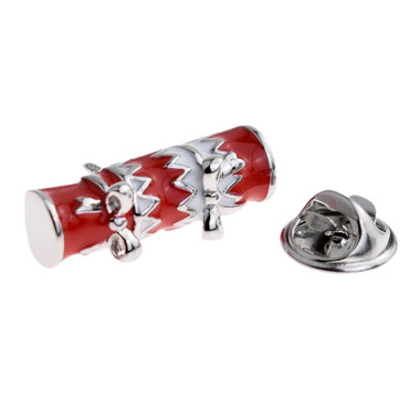 Red and White Christmas Cracker Lapel Pin Badge
