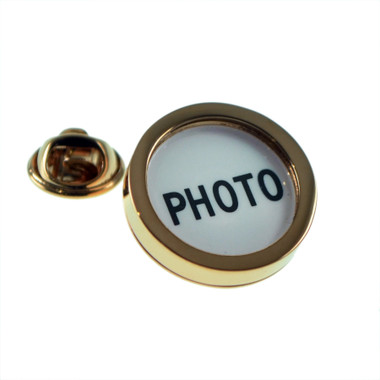 Round Rose Gold Colour Photo Frame Lapel Badge