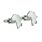 Beautiful rhodium plated cufflinks in the shapre of the African continent