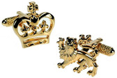 Gold Lion and Crown Cufflinks
