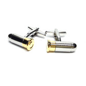 Golden and Chrome Novelty Bullet Cufflinks