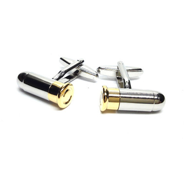 Golden and Chrome Novelty Bullet Cufflinks