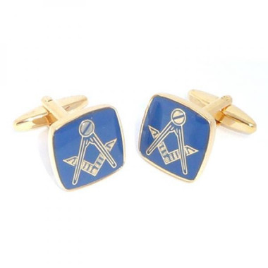 Square Masonic Cufflinks featuring the Masonic square and compasses design