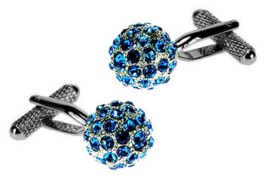 Blue Swarovski Crystal Spherical cufflinks