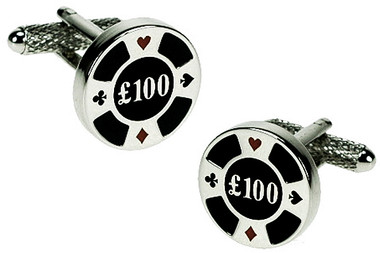 "£100 Chip" Gambling cufflinks