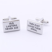  Funny Lawyer Slogan Cufflinks : Old Lawyers Never Die : They Just Loose their Appeal