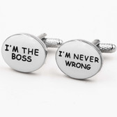'I'm The Boss' : 'I'm Never Wrong' Cufflinks