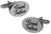 Chome oval cufflinks with "Grandfather" on them