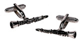 Chrome clarinet musical instrument cufflinks