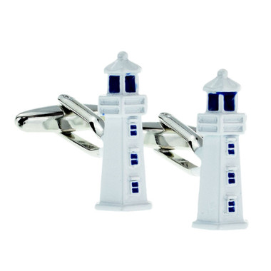 White lighthouse style cufflinks