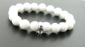 White Agate 10mm Bead Bracelet & Silver Hoop