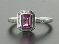 18ct White Gold Pink Sapphire 70pts & Diamond 37pts Cluster Ring