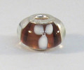 Jo for Girls Brown Bead with White Petals Murano Glass