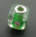 Jo for Girls Green flower pattern murano glass bead