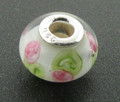 Jo for Girls White & Flower pattern murano glass bead