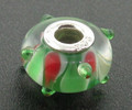 Jo for Girls Green Dot pattern murano glass bead