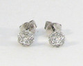 Platinum Diamond Stud Cluster Earrings 0.22ct Brilliant Cut