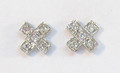 14ct White Gold Brilliant Cut 0.20ct Cluster Cross Stud Earrings