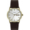 Rotary Gents Gold Plate Strap Watch GS02753/09 Day Date RRP £119.00