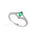 9ct White Gold Emerald 0.26ct & Diamond 0.20ct Ring