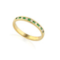 18ct Yellow Gold Emerald 0.16ct & Princess Cut Diamond 0.15ct Eternity Ring