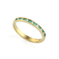 9ct Yellow Gold Emerald 0.17ct & Diamond 0.11ct Eternity Ring