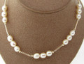 17" Cultured Pearl Collar With 8x7mm Pearls & 9ct Gold Spacers.