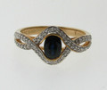 9ct yellow Gold Sapphire & Diamond Ring 0.10ct