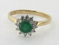 9ct Gold Emerald & Diamond Cluster Ring 0.20ct 5mm Emerald