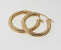 9ct Yellow Gold Oval Hoop Earrings With Twist 24mm 9Carat