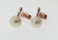 9ct Rose Gold Earrings With 6mm Cultured Pearl & Diamond pe0036