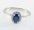 9ct White Gold 0.50ct Sapphire And Diamond Cluster Ring