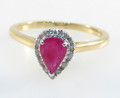 9ct Gold 0.77ct Pear Shaped Ruby & Diamond Cluster Ring