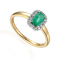 9ct Gold Emerald 0.58ct Diamond 0.19ct Cluster Ring