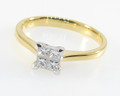 18ct Gold Cluster Ring Set With 4 Princess Cut Diamonds 0.25ct