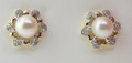 9ct Gold 6mm Pearl & Diamond Earrings