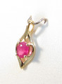 9ct Yellow Gold 5x4mm Oval Cut Ruby Pendant.