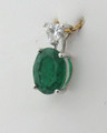 18ct White Gold Emerald 8x6mm Heart Diamond Pendant 0.13ct Hallmarked