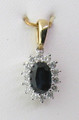 18ct Gold Sapphire 6x4mm Diamond Pendant 0.15ct Hallmarked