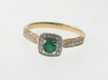 9ct Gold Emerald & 0.12ct Diamond Set Cluster Ring er0408