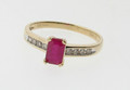 9ct Gold Ruby & Brilliant Cut Diamond Ring Hallmarked rr0438