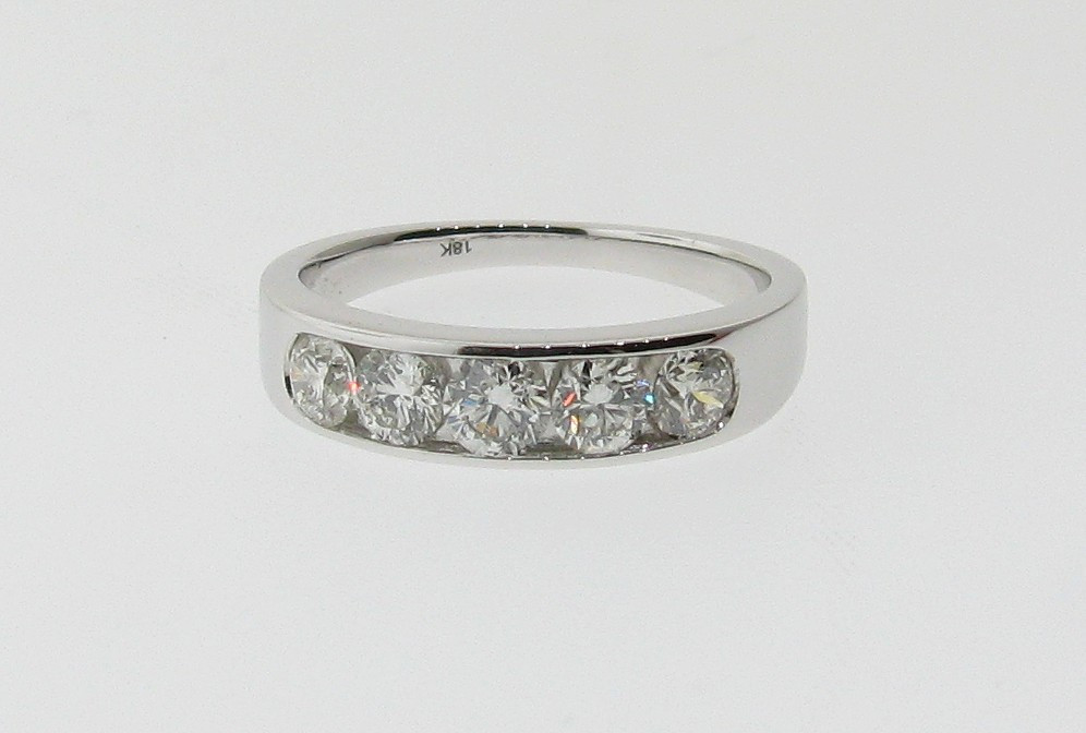 18ct White Gold Diamond 5 Stone Eternity Ring 1ct Brilliant Cut ...