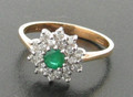 9ct Emerald Diamond cluster Ring £400