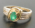14ct Emerald Diamond cluster Ring £399