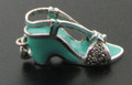 Silver Green Enamel Shoe Charm