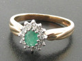 9ct Emerald Diamond cluster Ring £275.00