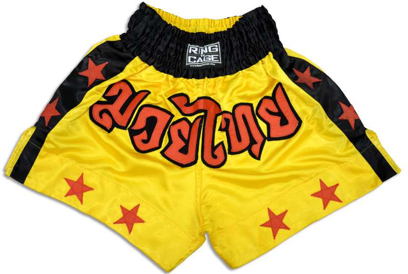 Muay Thai Shorts-Yellow/Stars - Ring To Cage Fight Gear