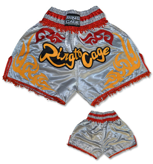 Bugt Ombord Betsy Trotwood Muay Thai Shorts - Silver/Gold/Red - Ring To Cage Fight Gear