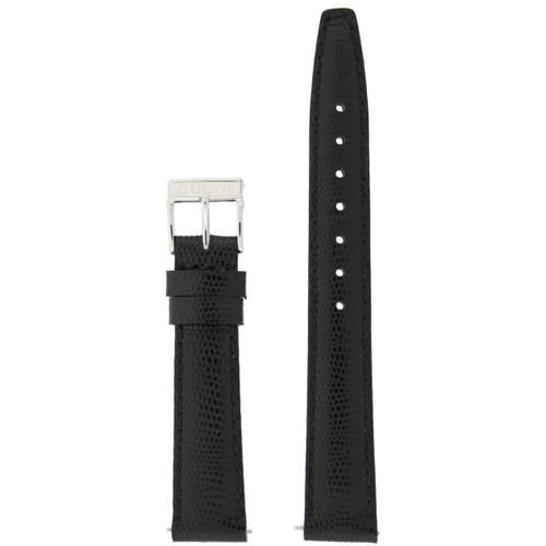 Genuine GUCCI Watch Band 14mm Black Genuine Lizard 6300L | Replacement Strap