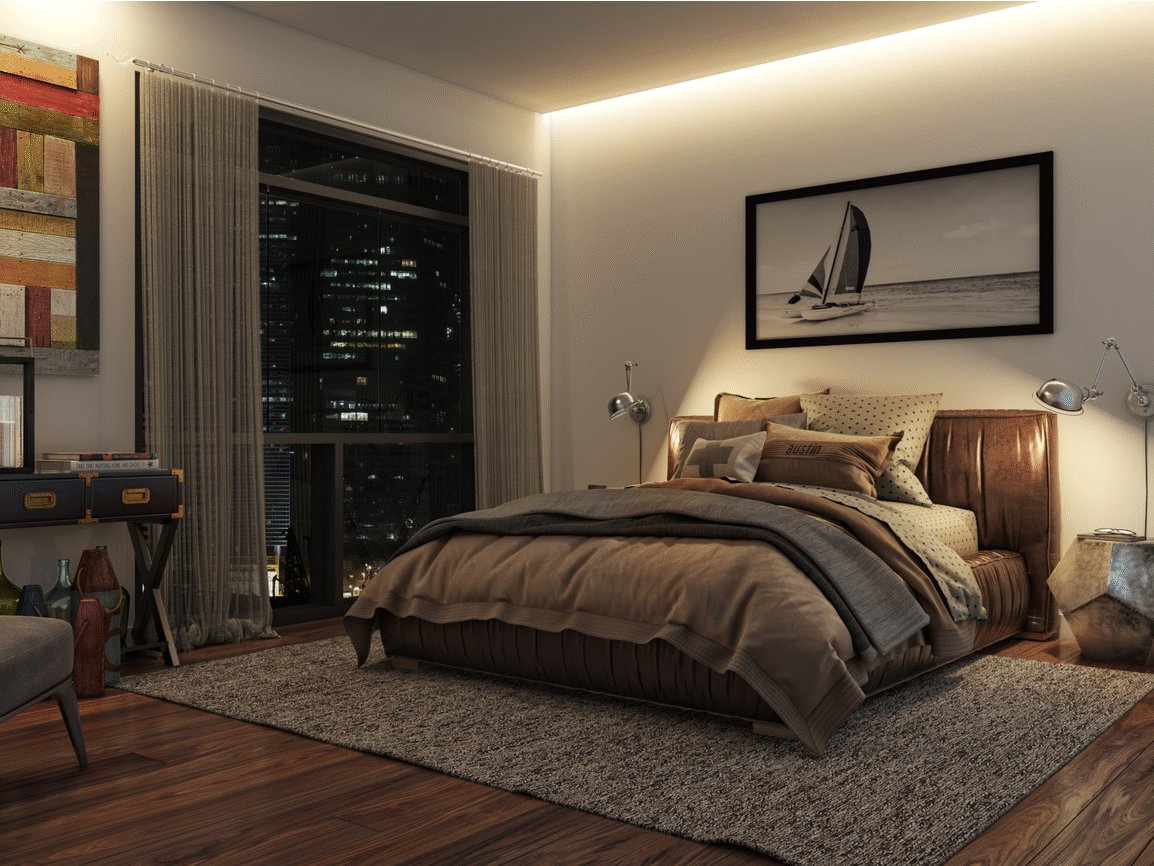 bedroom LED strip light example with tunable dynamic white